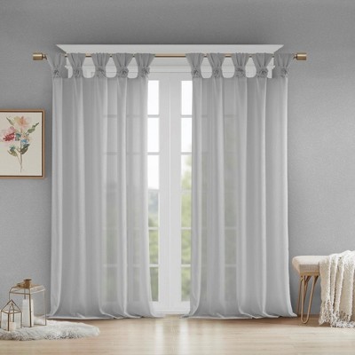 JUJABU 1 pc 50"x84" Floral Embellished Cuff Tab Top Solid Curtain Panel