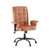 VECELO Ergonomic Leather Office Chair, Adjustable Swivel Desk Chair with Armrests & Lumbar Support, Black/Brown - 2 of 4