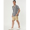 Lars Amadeus Men's Summer Striped Shirts Short Sleeves Button Down Beach Color Block Shirt - 4 of 4