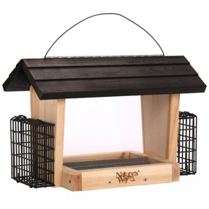 Nature's Way Cedar Hopper Bird Feeder With Suet Cage - 6 QT - 1 of 3