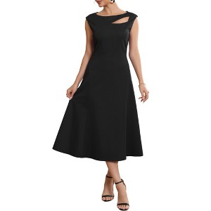 INSPIRE CHIC Women's Formal Eyelet Sleeveless Cut Out Front Flared Casual A-Line Midi Dresses - 1 of 4