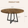 47Inch Round Dining Table, Round Dinner Table for 4, Industrial Kitchen Table w/ Wooden Top & Metal Base for Dining Room, Living Room(Only Table) - 2 of 4