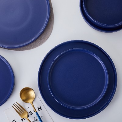 Blue Ceramic Minimalist 32-Piece Dinnerware Set, Service for 8