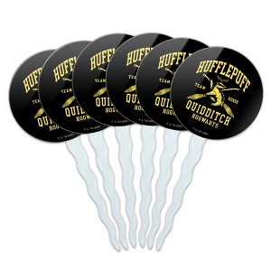 Harry Potter Hufflepuff Quidditch Arch Cupcake Picks Toppers Decoration Set of 6 - 1 of 3