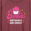 Women's - Barbie - Birthdays Are Sweet Lightweight French Terry Wide Neck Long Sleeve Shirt - 2 of 4