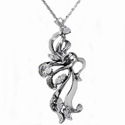 Pompeii3 14K White Gold 1/4ct Fancy Waterfall Diamond Pendant Necklace