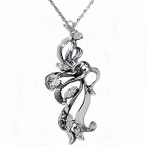 Pompeii3 14K White Gold 1/4ct Fancy Waterfall Diamond Pendant Necklace - 1 of 2