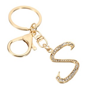 Unique Bargains Chic Stylish Zinc Alloy Gold Tone Initial Letter Keychain - 1 of 4