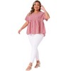 Agnes Orinda Women's Plus Size Gingham 1950s V-Neck Peplum Babydoll Tops with Button Detail - 3 of 4