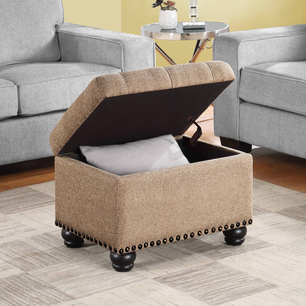 Photos - Pouffe / Bench Designs4Comfort 5th Avenue Storage Ottoman Tan Fabric - Breighton Home: Linen Upholstery, Wood Frame, No Assembly Required