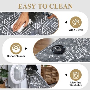 Faux Wool Modern Bohemian  Printed Area Rug Low Pile Non Slip Non Shedding Pet Friendly Machine Washable Carpet Perfect for Home Decoration - 1 of 4