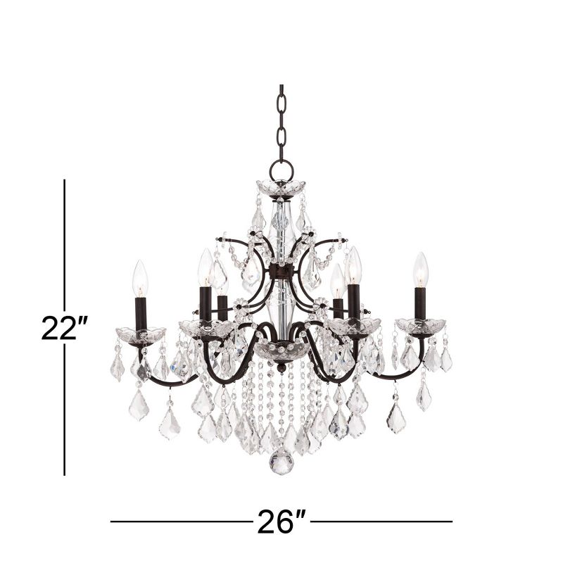 Vienna Full Spectrum DeMallo Dark Bronze Chandelier 26" Wide French Scroll Arm Clear Crystal 6-Light Fixture for Dining Room Home Foyer Kitchen Island, 4 of 8