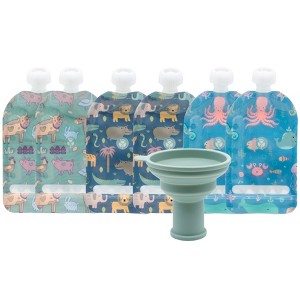 WeeSprout Double Zipper Reusable Food Pouches for Babies & Toddlers, 6-Pack - 1 of 4