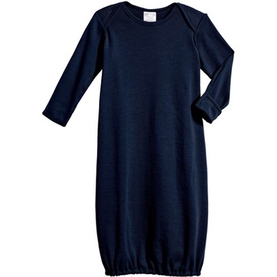 Image of City Threads USA-Made Organic Cotton Super-Soft Baby Rib Gown | Navy - Newborn