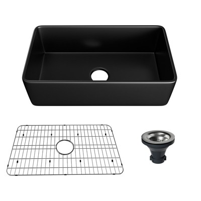 CASAINC 33 Inch Fireclay Single Bowl Farmhouse Apron Kitchen Sink