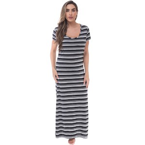 Just Love Womens Stripe Maxi Dress Knit Jersey T-Shirt Dress for Women - 1 of 3