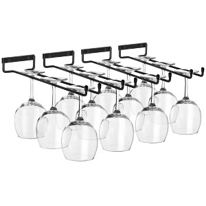 Sorbus 4 Pack 12 Inch Wall Mounted Wine Glass Racks for Under Cabinet - for Home Bar Holds Up to 4 Glasses Each - 1 of 4