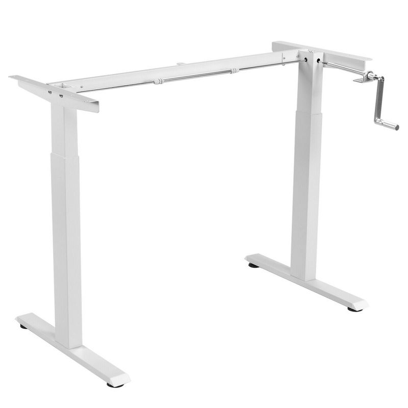Costway Hand Crank Sit to Stand Desk Frame Height Adjustable Standing Base White, 1 of 11