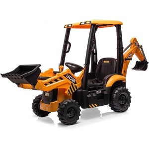 TackView 4 in 1 JCB Ride On Excavator, 12V Kids Excavator Ride On Toy with Remote Control & Front Loader & Digger - 1 of 4