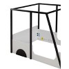 CAVINAS Floor Bed Full Size Modern Wooden Bed Frame with House-Shaped Headboard, Guardrails and Door for Bedroom - 3 of 4