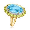 Ross-Simons 20.00 Carat Swiss Blue Topaz Ring With 3.20 ct. t.w. Peridots and .30 ct. t.w. White Topaz in 18kt Gold Over Sterling Size 6 - 3 of 4