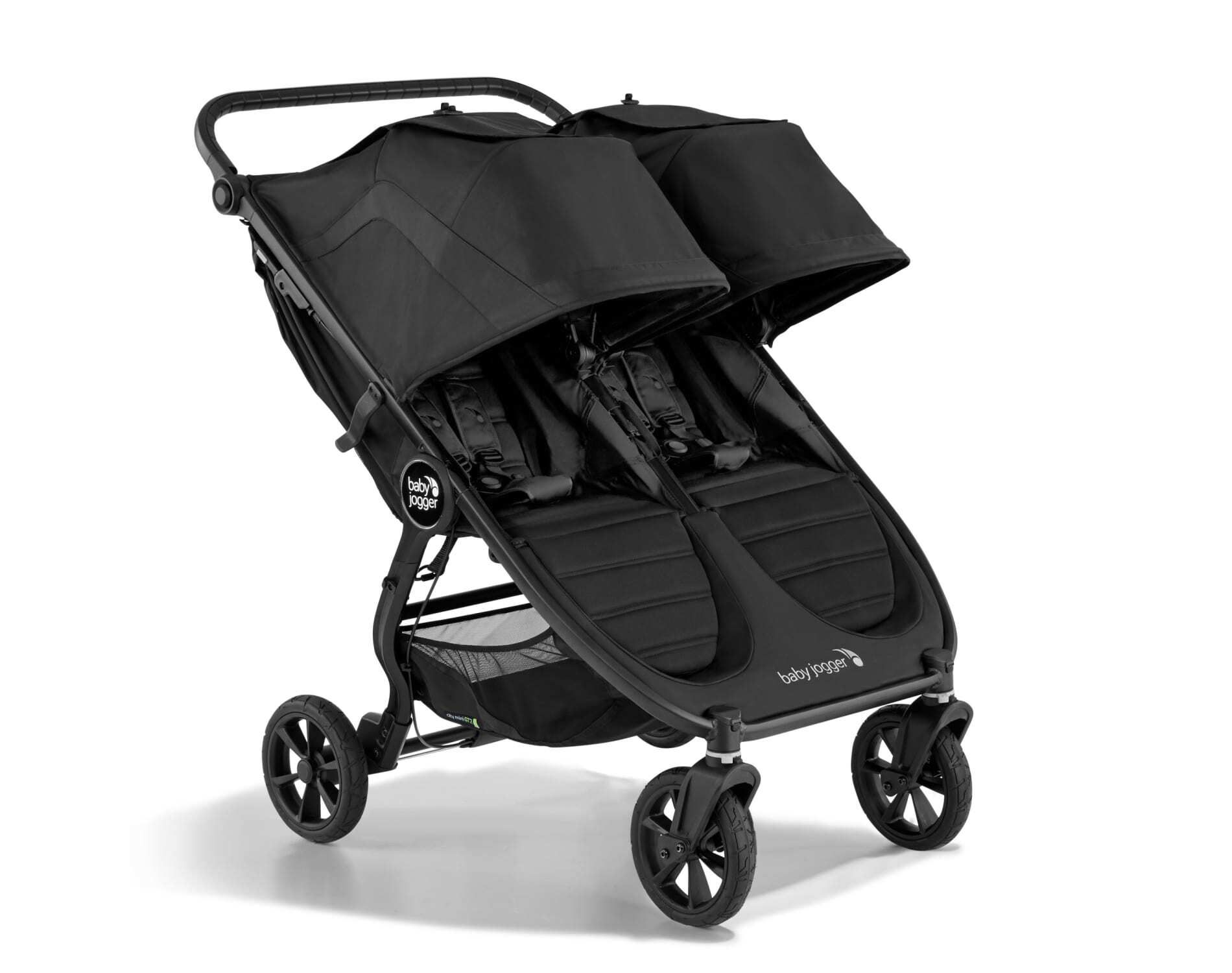 Baby Jogger City Mini GT2 Double Stroller - Jet Black: Hand-Operated Brakes, Adjustable Handle, Infant Car Seat Compatible