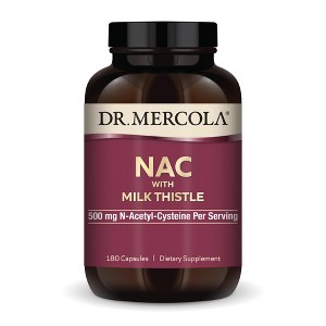 Dr. Mercola NAC with Milk Thistle, 180 Capsules, 500 mg NAC, Supports Detox, Non-GMO - 1 of 4