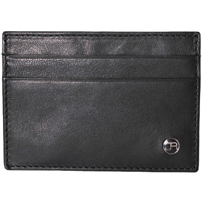 Jack Abrahams - Jack Abrahams Goat Nappa Leather Card Case Front Pocket Wallet Black - Black