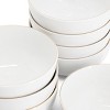 Gibson Home Ogalla 8 Piece Fine Ceramic 6 Inch 22 Ounce Cereal Bowl Set in White with Gold Rim - 3 of 4
