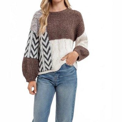 Women's Colorblock Chevron Sweater - Blu Pepper