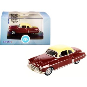 1950 Oldsmobile Rocket 88 Coupe Chariot Red with Canto Cream Top 1/87 (HO) Scale Diecast Model Car by Oxford Diecast - 1 of 3