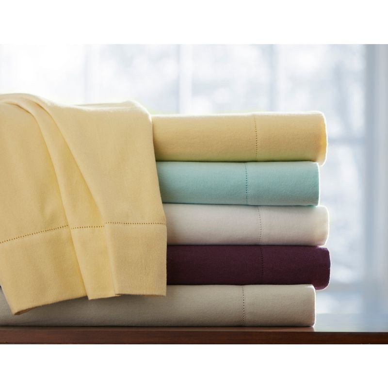 Pointehaven Super Heavy Weight 200 GSM 100% Soft Cotton Printed or Solid Flannel Deep Pocket Sheet Set, 3 of 4