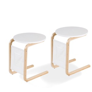 Tangkula Set of 2 Side Table Round Desktop Compact Coffee Display Stand w/ Storage Pocket - 1 of 4