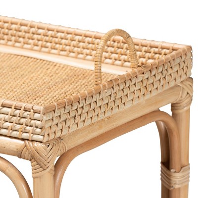 Lombok Natural Brown Rattan Bohemian Hallway Console Table with Storage