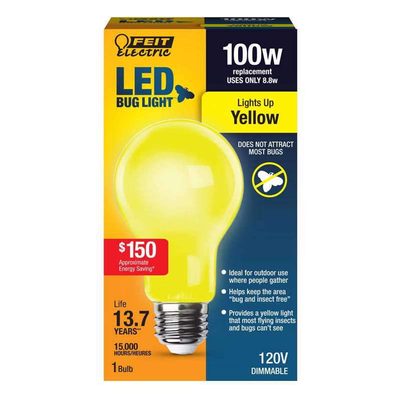Feit Electric A19 E26 (Medium) LED Bulb Yellow 100 Watt Equivalence 1 pk, 2 of 5