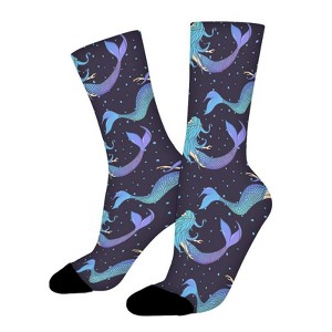 Beautiful Mermaid Women Printed Crew Socks Funny Funky Socks Soft Polyester Novelty Gifts for Artists Men - 1 of 1