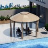Tangkula 11.5'Outdoor Patio Round Dome Gazebo Canopy Shelter Double Roof Steel Brown - 2 of 4