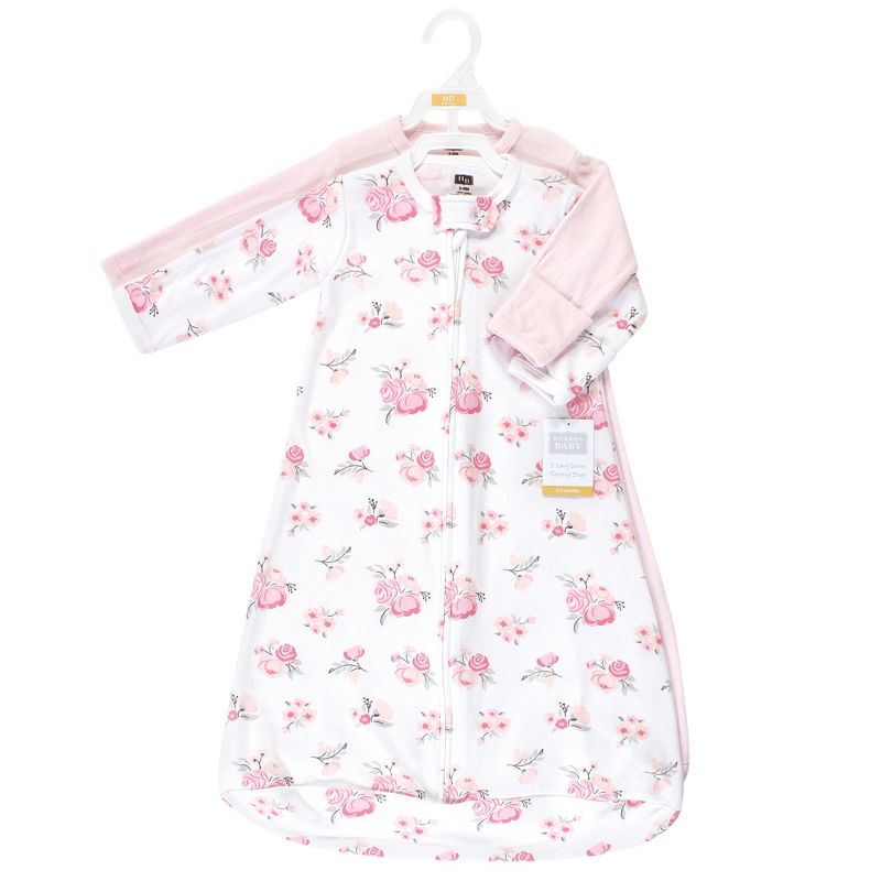 Hudson Baby Infant Girl Cotton Long-Sleeve Wearable Sleeping Bag, Sack, Blanket, Basic Pink Floral, 3-9 Months, 2 of 5