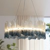 LNC Hanabalter 1-Lights 28" Luxury and Glam Resin Integrated LED Drum Chandelier, Silver and Blue - 2 of 4