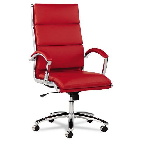 Alera Neratoli Series Highback Swivel Tilt Chair Red Soft Leather Chrome Frame Nr4139 Target