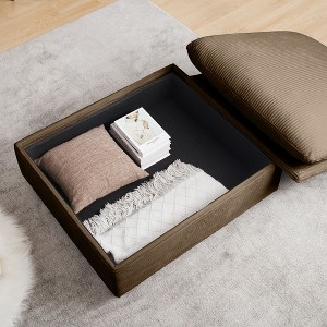 Okak Stylish Square Corduroy Storage Ottoman Bench with Hidden Storage Upholstered Foot Rest to Combine with Sofa for Living Room Bedroom, Brown - 1 of 4