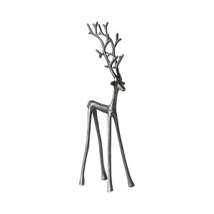 Storied Home Thin Shaped Cast Aluminum Reindeer, Gunmetal Finish - 1 of 4