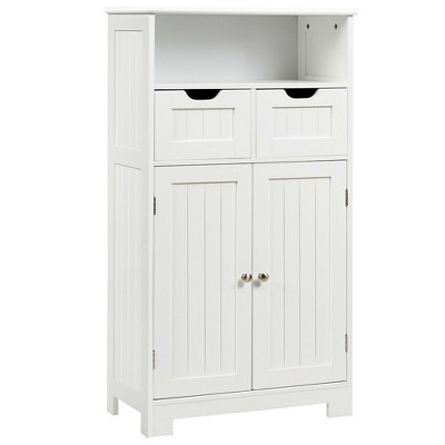 Costway Bathroom Floor Storage Cabinet Free Standing 4 Drawers White