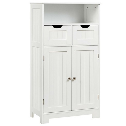 2-Door Freestanding Bathroom Cabinet with Drawer and Adjustable Shelf -  Costway