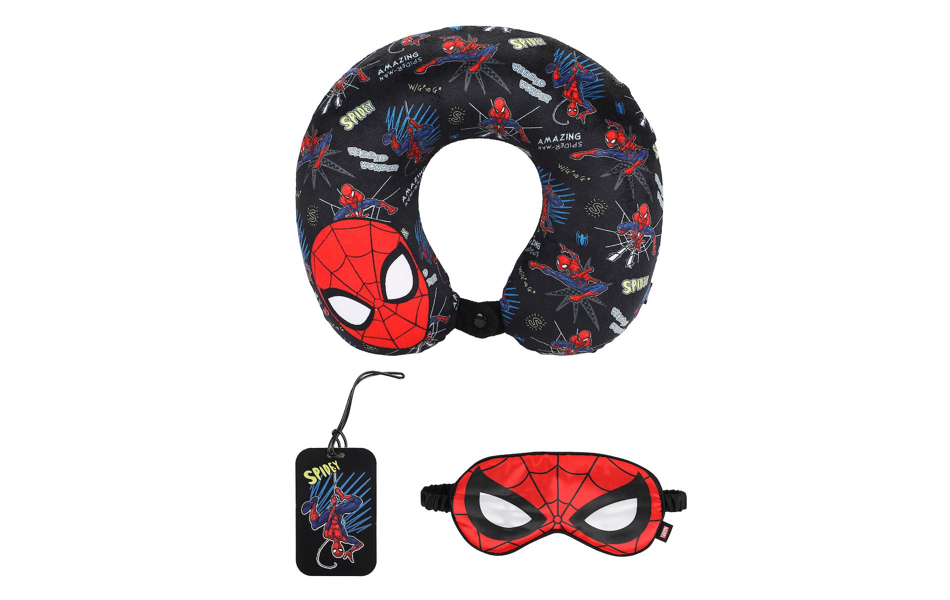 Spider-Man Mask & Character Print 3-Piece Neck Pillow Set
