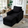 Black Classic corduroy recliner, comfortable sofa recliner, upholstered lounge chair with footstool for living room - 2 of 4
