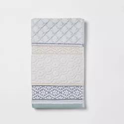 Pattern Filled Striped Hand Towel Blue - Threshold™