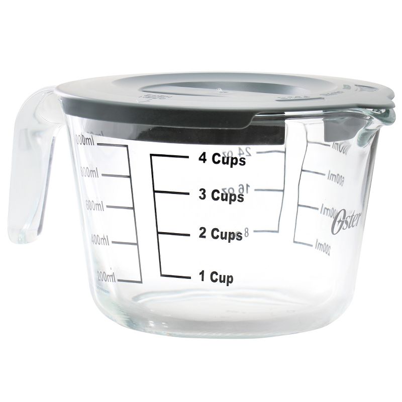Oster Coolidge 4 Cup Clear Glass Measuring Cup with Snap on Lid, 1 of 6