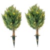 2-Piece PE Teardrop Outdoor Spike Pine Branch Shrub with Wooden Climbing Bed, Garden Planter, Climbing Plant Support, Raised Garden Bed - 2 of 4