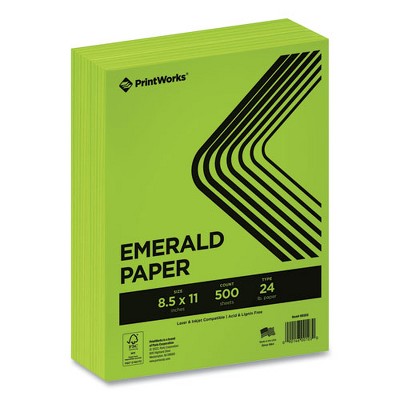 PrintWorks Professional Color Paper, 24 lb Text Weight, 8.5 x 11, Emerald Green, 500/Ream